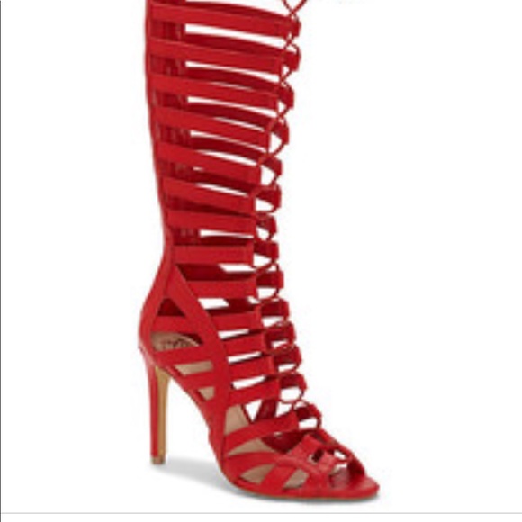 red gladiator heels